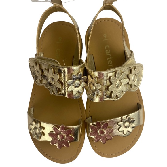 NWT Carter's Gold Flower Sandals - Size 9 - Picture 5 of 8